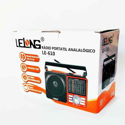 Rádio Portátil Retro Am/fm/sd/mp3/sw Lelong Le-610 Bivolt