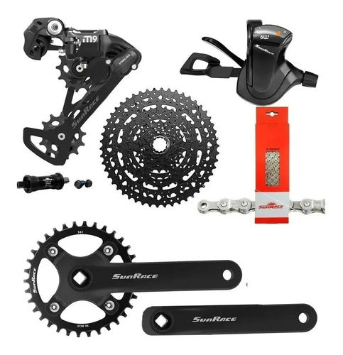 Kit Grupo Transmissão Sunrace Bike Dkm 1X9V Cassete 11/50