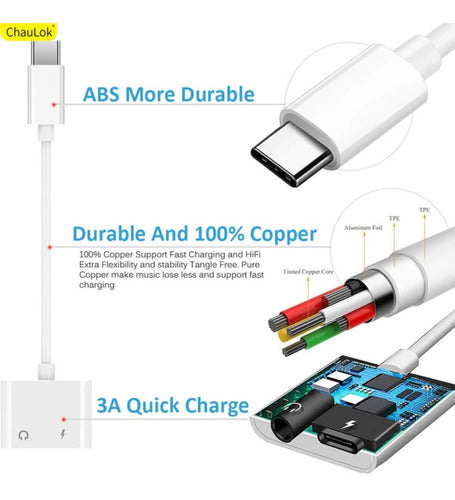 Adaptador De Áudio Type-c A 3.5 Mm De Áudio Entrega Imediata