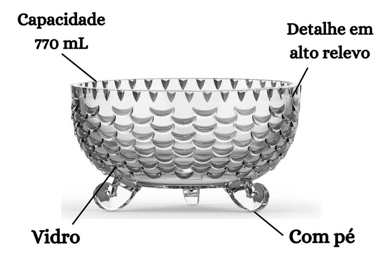 Bowl De Vidro Texturizado Com Capacidade P/ 770ml plasvale