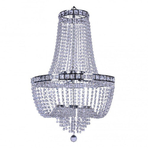 Lustre de Cristal para 23 Lâmpadas Fontana Gemelli Cromado