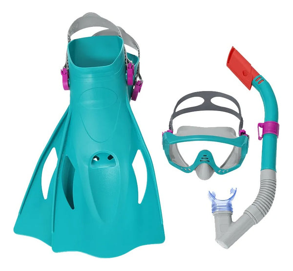 Kit De Mergulho Snorkel C/ Máscara E Pé De Pato Spark