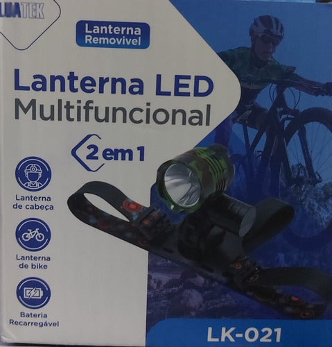 Lanterna Led Farol Multiuso Bicicleta 2 Em 1 Recarregavel