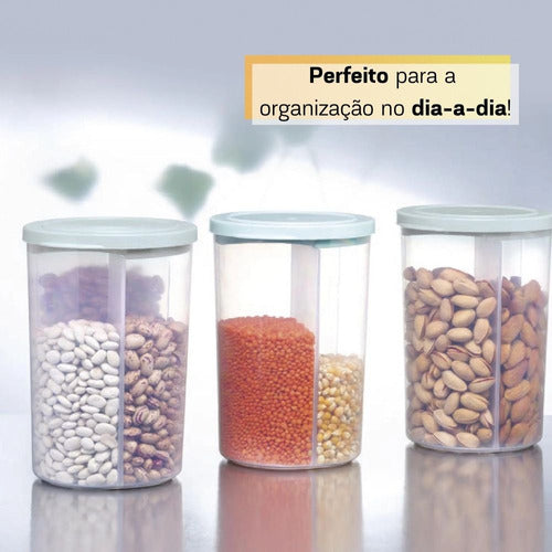 Pote Organizador Multiuso Com 3 Divisórias 500ml Plasvale