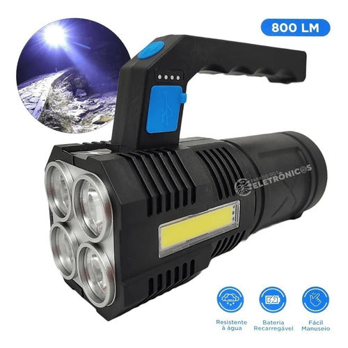 Lanterna Iluminação Luz Led Recarregável 800lm Lt-8934