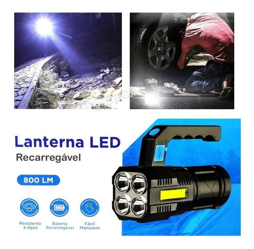 Lanterna Iluminação Luz Led Recarregável 800lm Lt-8934