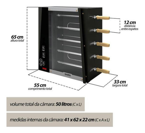Chr22 Assador Rotativo De 5 Espetos Eletrico 220v - Saro