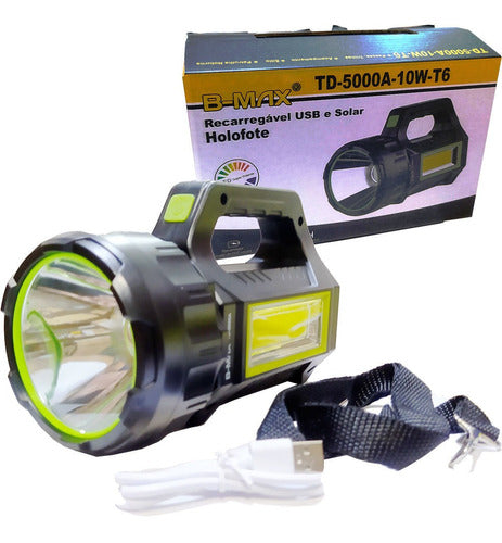 Lanterna Led Holofote Recarregável Td-5000a-10w-t6 B-max