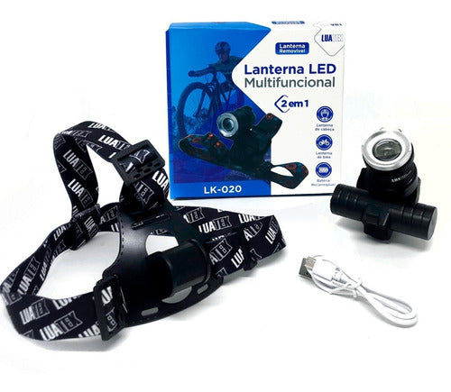 Lanterna De Cabeça Led Usb Recarregável Caça Pesca Lk-020