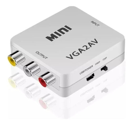 Mini Conversor Vga Para Av Rca Áudio E Vídeo - Vga2av