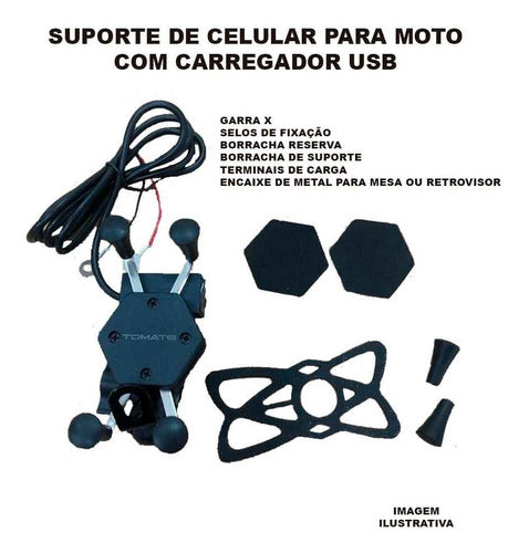 Suporte Celular Motocicleta Com Carregador Universal Usb