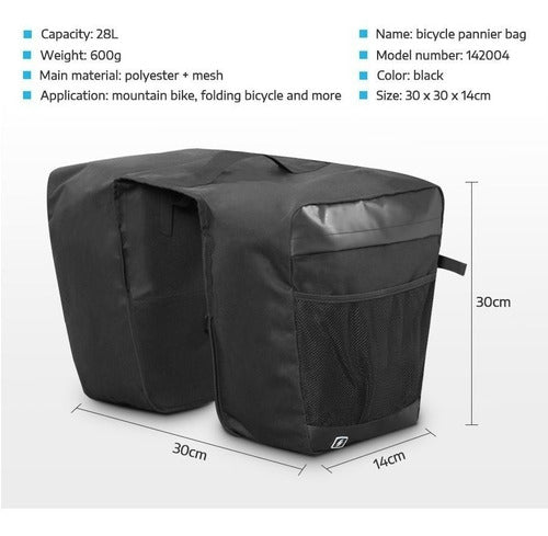 Bolsa Alforge Duplo Grande Bike Bagageiro Traseiro Skin 28l