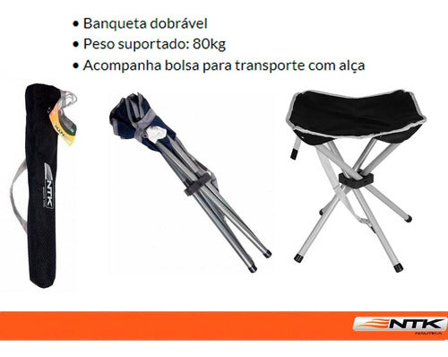 Banqueta Stool Camuflada Dobrável Suporta Até 80kg