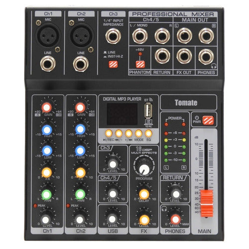 Mesa De Som Profissional Mixer Efeitos 5 Canais Usb Tyt-005