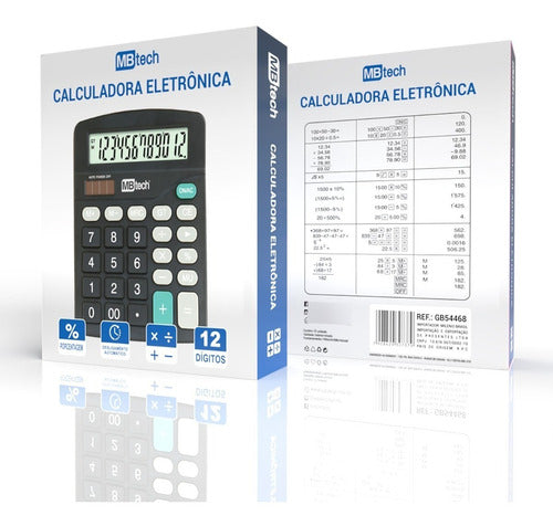 Calculadora Eletrônica 12 Dígitos Gb54468 Mbtech