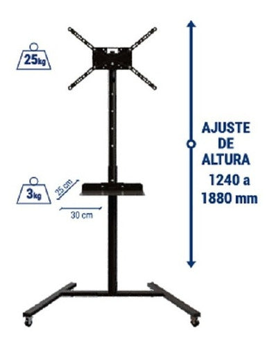 Pedestal Com Bandeja E Ajuste De Altura Para Tv De 19" A 56"