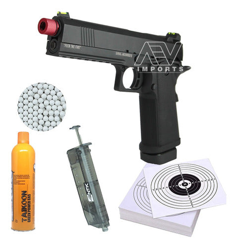 Pistola Airsoft Black Whisper Hicapa 4.3 Gas+bbs+loader+alvo