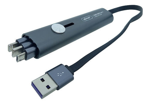 Cabo  Tipo C + Micro Usb V8 + Ios Ip 3 Em 1 Portátil Knup