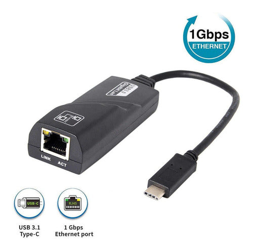 Adaptador Usb Tipo C 3.1 Para Rede Rj45 Gigabit