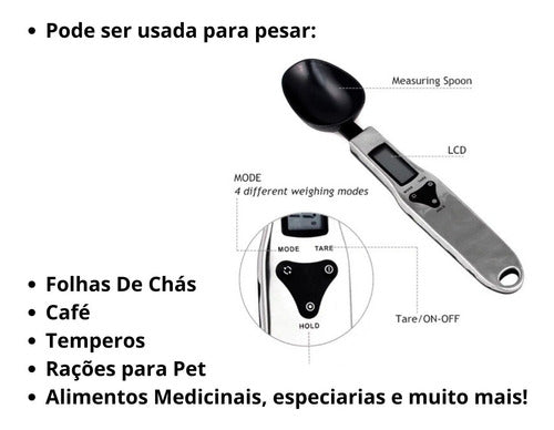 Colher Digital Dosador Medidor Balança Inox Alta Precisão