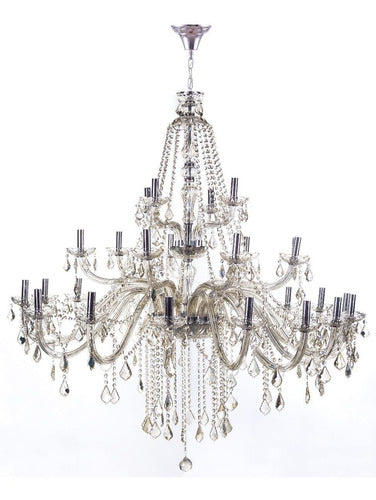 Lustre de Cristal Maria Thereza Champagne 28 Lâmpadas