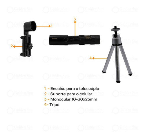 Telescópio Portátil Monocular Tripé Suporte Celular Le-2049