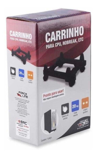 Carrinho Suporte Para Cpu E No Break Com Rodinhas Force Line