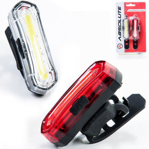 Pisca Farol Bike Dianteiro E Traseiro Absolute Jy6055 c/ Usb