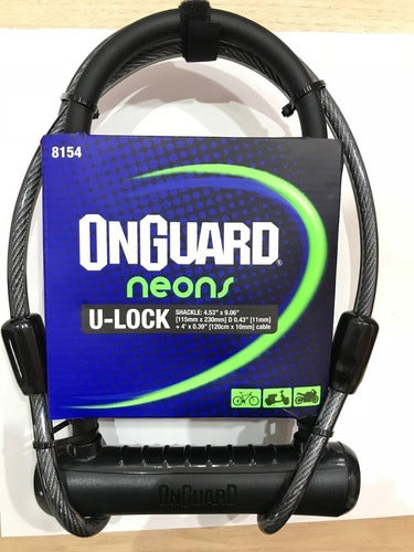 Cadeado U-lock com Cabo Onguard 8154 Super Reforçado com Chaves