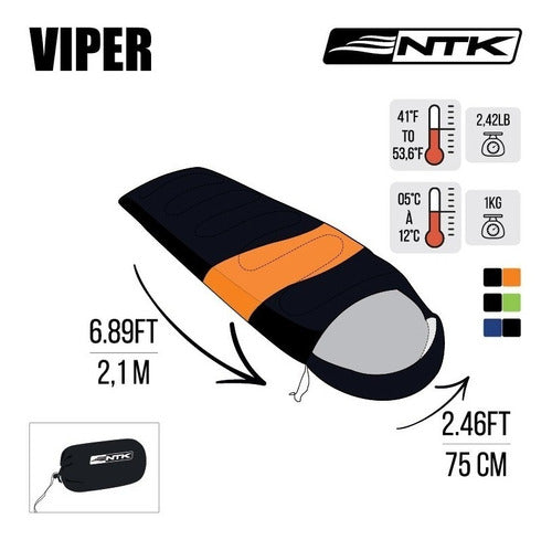 Saco Dormir Viper 5ºc A 12ºc Hollowfiber 2m Ntk