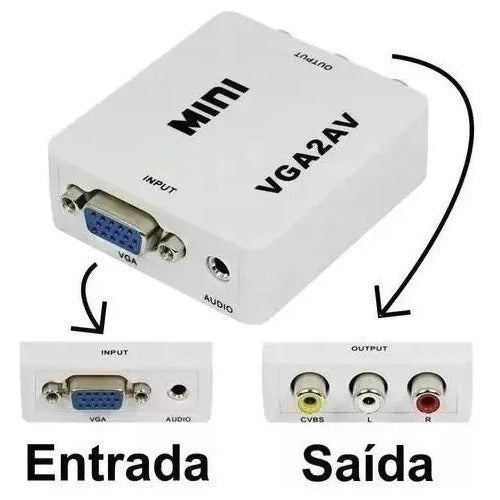 Mini Conversor Vga Para Av Rca Áudio E Vídeo - Vga2av