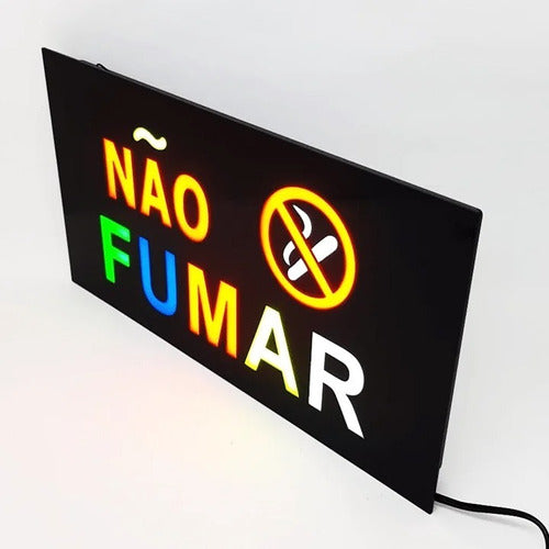 Letreiro Luminoso Painel Não Fumar Led Placa Quadro