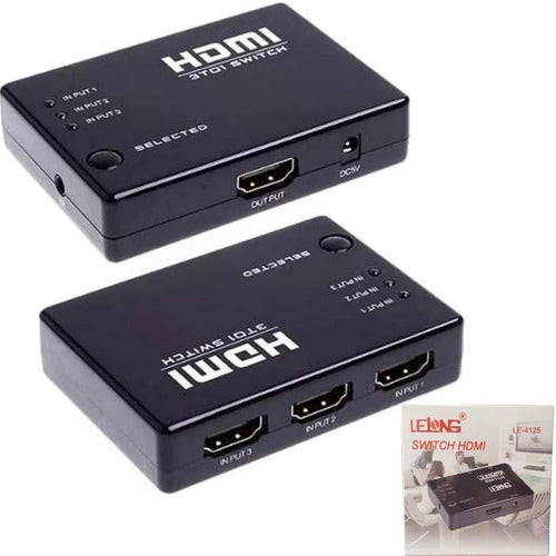 Hub Switch Hdmi 3 Entradas E 1 Saída Le-4125 - Lelong