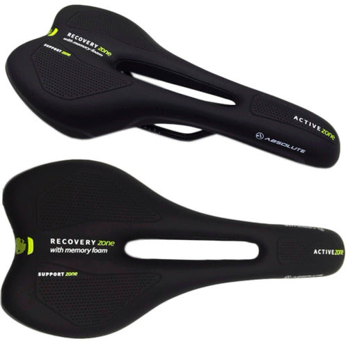 Selim Absolute Atletic Foam 2354H Vazado Cavidade Bike Preto