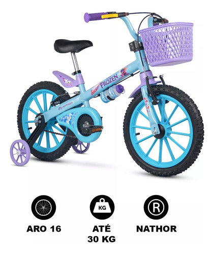 Bicicleta Infantil Aro 16 Frozen Segurança Nathor Rodinhas