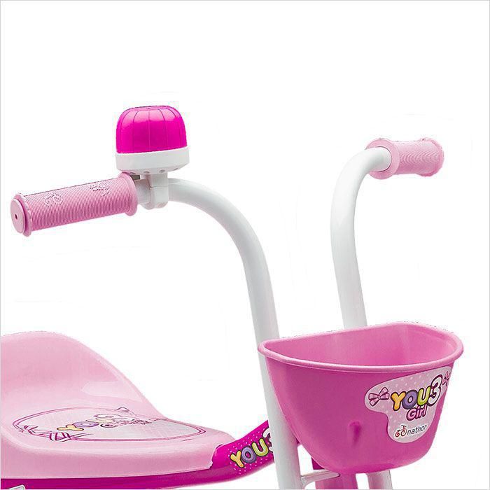 Triciclo Infantil De Alumínio Rosa Nathor You 3 Girl