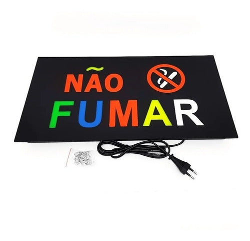 Letreiro Luminoso Painel Não Fumar Led Placa Quadro