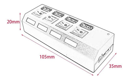 Hub Usb 3.0 4 Portas Com  Led Para Pendrive Hd Mouse Mst-003