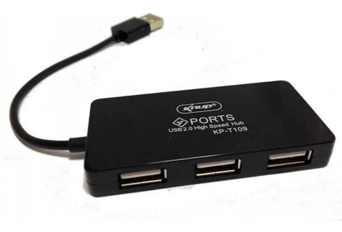 Mini Hub Usb 2.0 4 Portas Slim 480mbps Knup Kp-t109 Preto