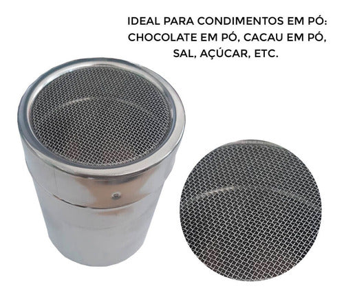 Dispenser Porta Tempero Pra Tempero Com Tampa Aço Inox 320ml