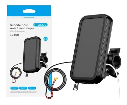 Suporte De Celular P/ Moto Entrada Usb Prova D'água It Blue