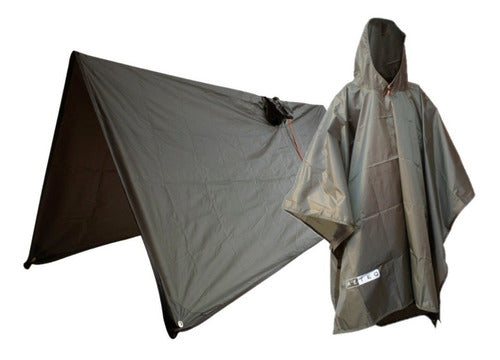 Poncho Lona Azteq Kocan Verde Com Capuz