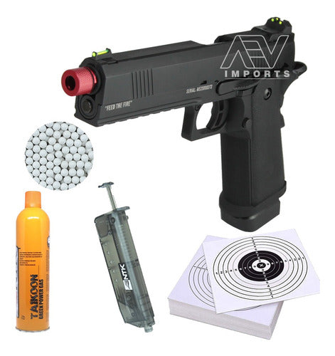 Pistola Airsoft Black Evil Hicapa 5.1 Gas+bolinha+loade+alvo