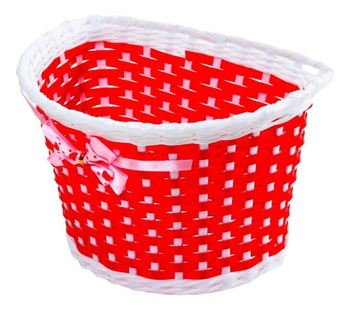 Cesta Infantil Com Laço Vermelho Branco Kidzamo