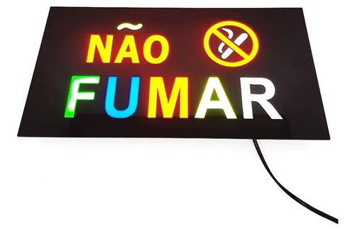 Letreiro Luminoso Painel Não Fumar Led Placa Quadro