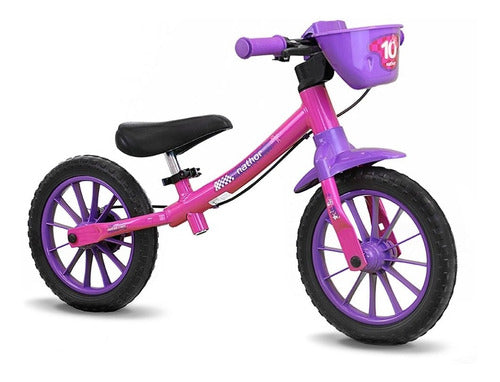 Bicicleta Balance Bike Sem Pedal Feminina Aro 12 - Nathor