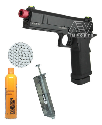 Kit Pistola Airsoft Black Whisper Hicapa 4.3 Gas+bbs+loader