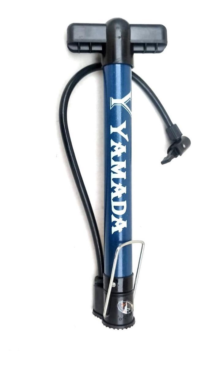 Bomba De Ar Bicicleta Alumínio Azul Yamada 30Cm Com Conexão