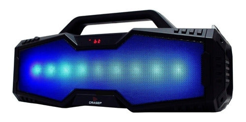 Caixa De Som Grasep Amplificada 30w Microfone Pendrive Fm Sd